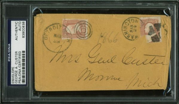 Rare General George A. Custer Signed & Addressed Envelope (PSA/DNA Encapsulated)