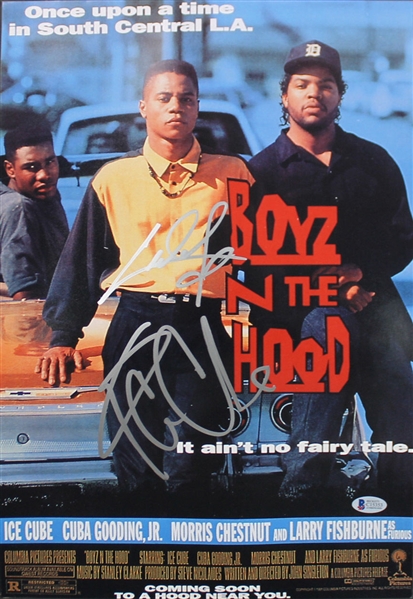 Cuba Gooding Jr. & Ice Cube Dual-Signed "Boyz N the Hood" 12" x 18" Mini Movie Poster (BAS/Beckett)