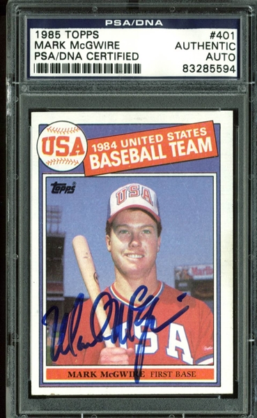 Mark McGwire Signed 1985 Topps Rookie Card #401 (PSA/DNA Encapsulated)