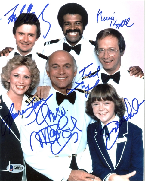 The Love Boat Cast Signed 8" x 10" Color Photo w/ MacLeod, Kopell, Grandy, Lange, Tewes & Whelan (BAS/Beckett)