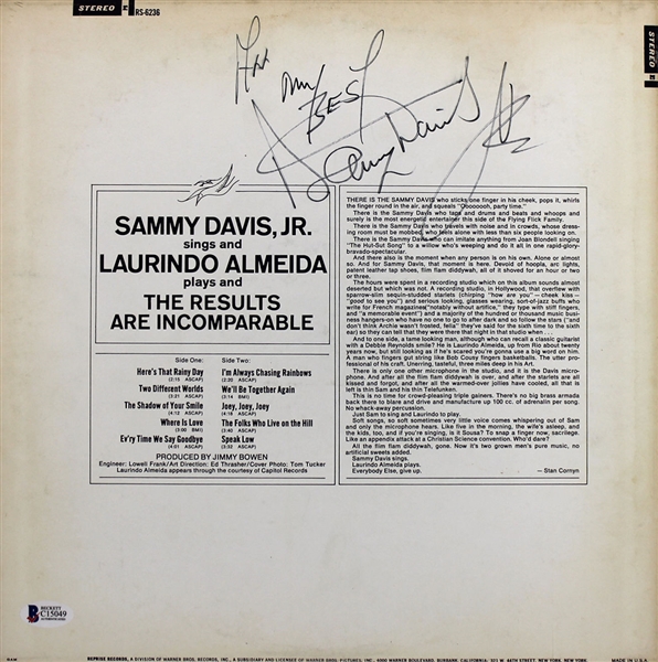 Sammy Davis Jr. Signed Record Album (BAS/Beckett)