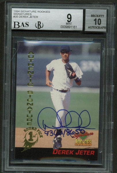 Derek Jeter Signed 1994 Signature Rookies Baseball Card BGS Graded 9 w/ 10 Auto!
