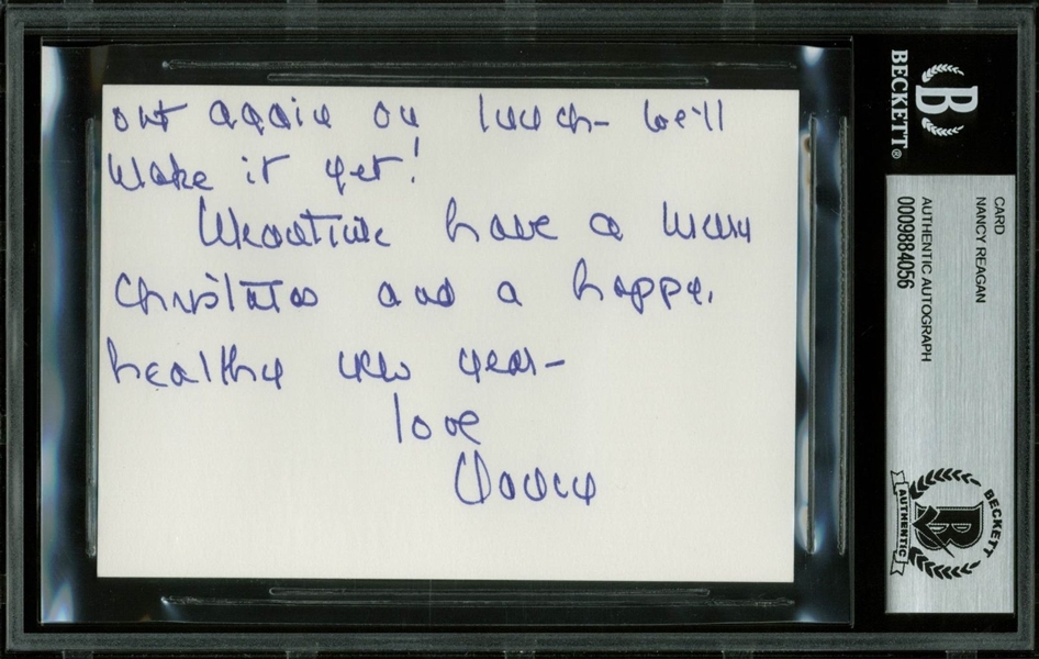 Nancy Reagan Handwritten & Signed Note on White House Card (BAS/Beckett Encapsulated)