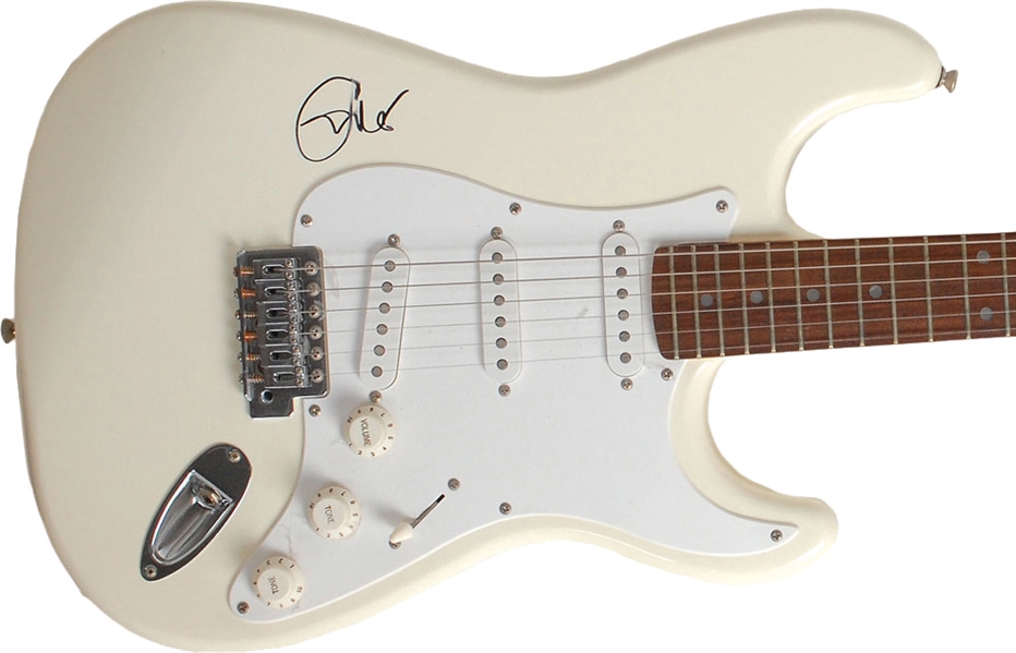 Eric Clapton Signed Cream Colored Stratocaster Guitar w/ Rare On The Body Autograph! (JSA)