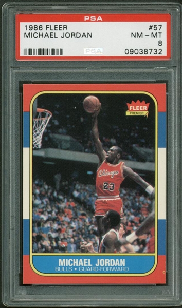 1986-87 Fleer Michael Jordan Rookie Card #57 - PSA Graded NM-MT 8!