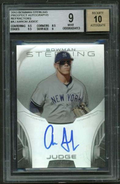 Aaron Judge Signed Limited Edition (/150) 2013 Bowman Sterling Refractors BGS 9 w/ 10 Auto!