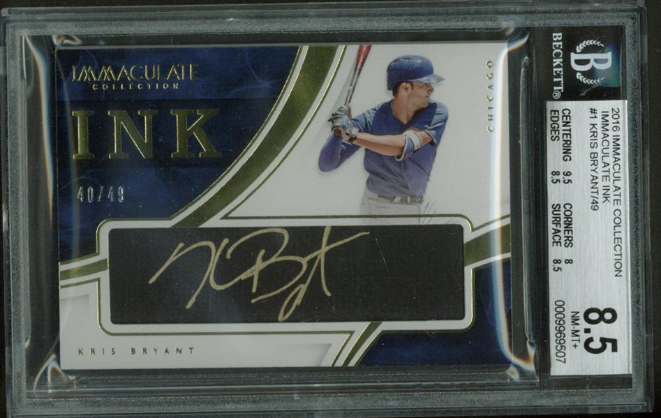Kris Bryant Signed 2016 Panini Immaculate Collection Ink Auto Patch Card BGS 8.5 w/ MINT 9 Auto!