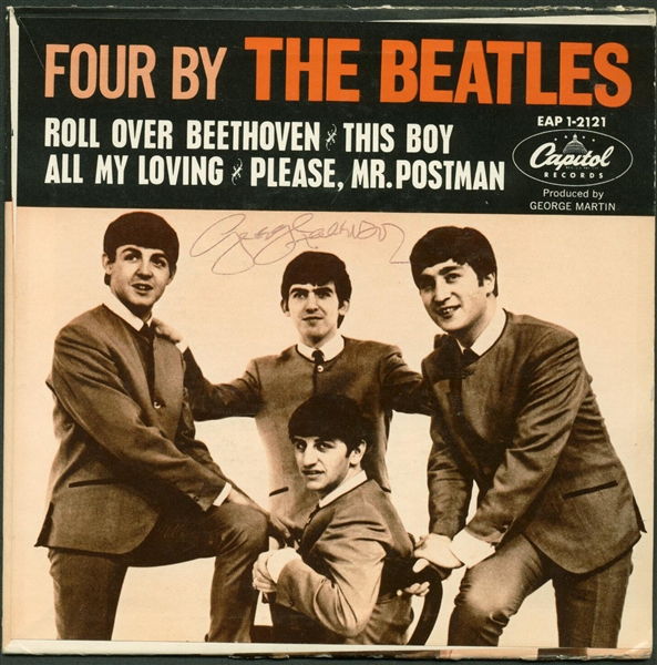 George Harrison Signed "Four by The Beatles" 45 Album (Beckett)