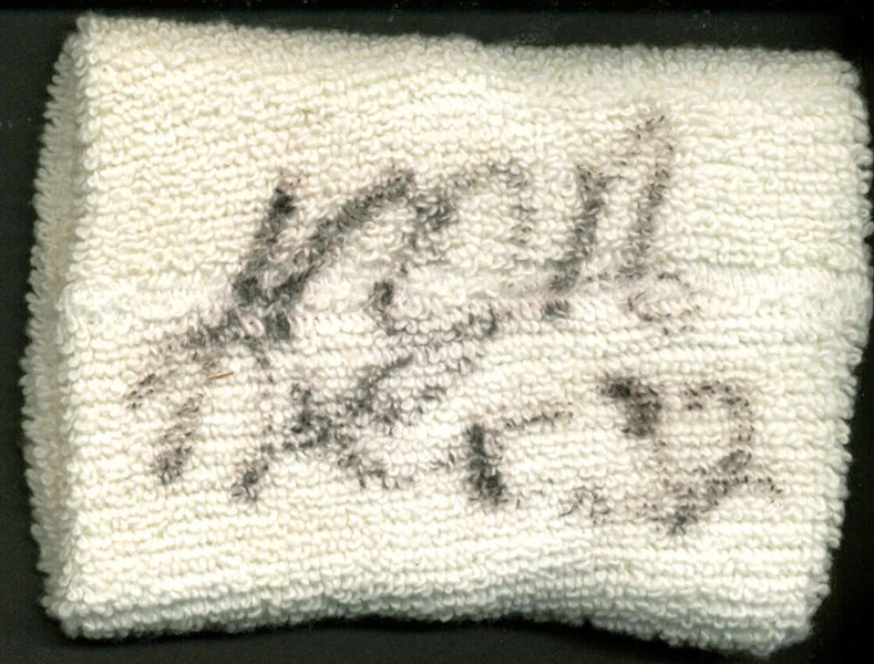 Karl Malone Rare Signed & Game Used Wristband (JSA)
