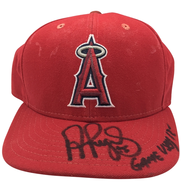 Albert Pujols Signed & Game Used Anaheim Angels Hat w/ Great Use! (MLB)