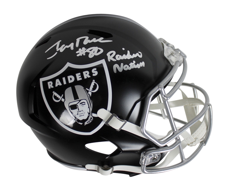 Jerry Rice Signed & Inscribed Oakland Raiders Helmet (BAS/Beckett)