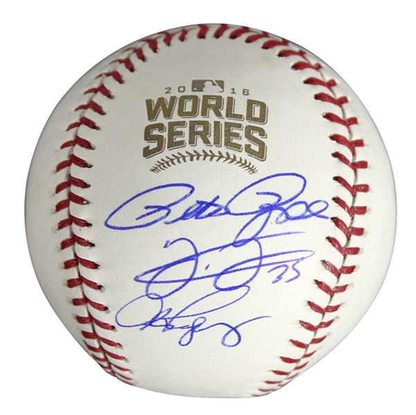 Fox Broadcast Team: Frank Thomas, Alex Rodriguez & Pete Rose Multi-Signed 2016 W.S. Baseball (PSA/DNA)