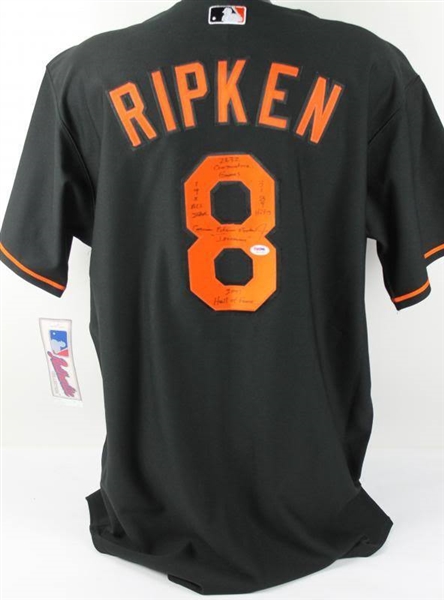 Cal Ripken Jr. Rare Signed "Stat" Black Jersey with "Calvin Edwin Ripken Jr." Full Name Sig! (PSA/DNA)