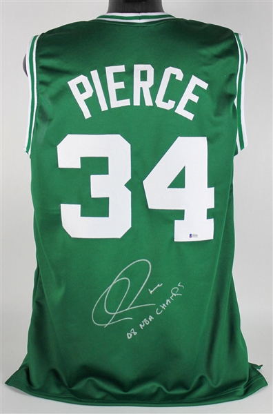 Paul Pierce Signed Celtics Green Jersey w/ "08 NBA Champs" Inscription (BAS/Beckett)