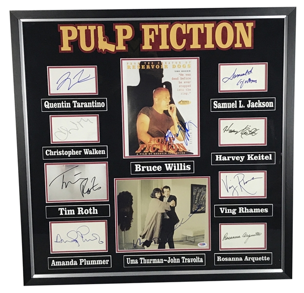 Pulp Fiction Cast Signed Display w/ Tarantino, Willis, Travolta & Others! (PSA/DNA & JSA)