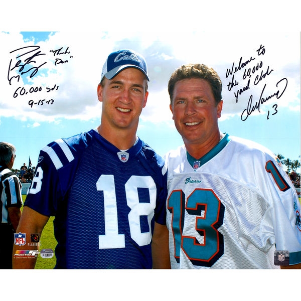 Peyton Manning & Dan Marino Dual Signed 16" x 20" Career Passing Yards Photograph (Fanatics)