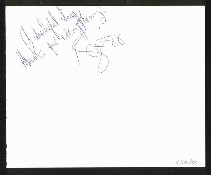 David Bowie 1988 Hand-Written 8" x 10" Note w/ Exceptionally Large Autograph (JSA)