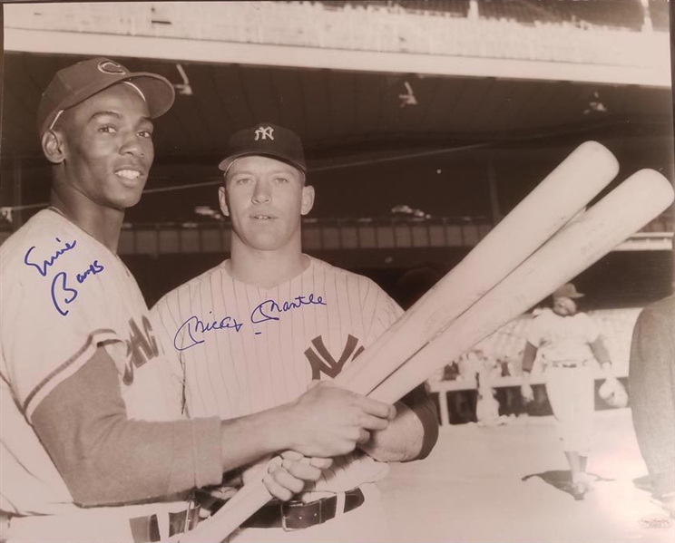 Home Run Derby: Mickey Mantle & Ernie Banks Rare Dual-Signed 16" x 20" Photograph (JSA)