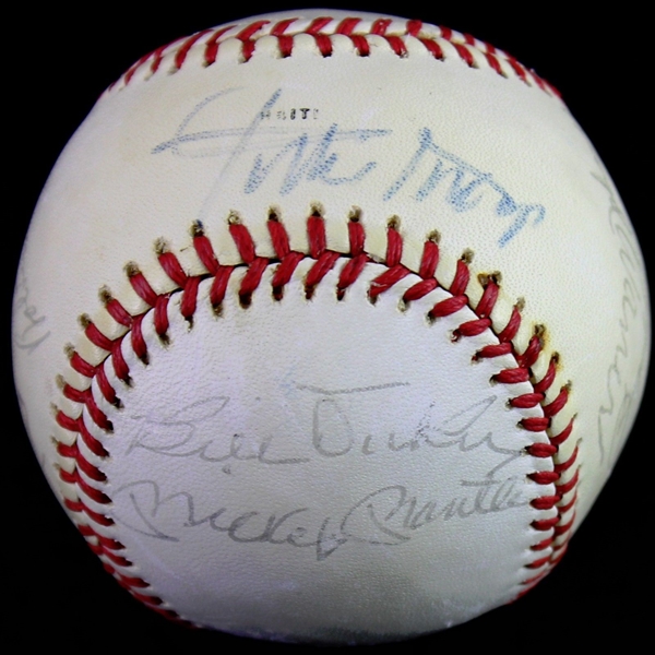 MLB Hall of Famers Multi-Signed Baseball w/ Mantle, Mays, Dickey & Others (PSA/DNA)
