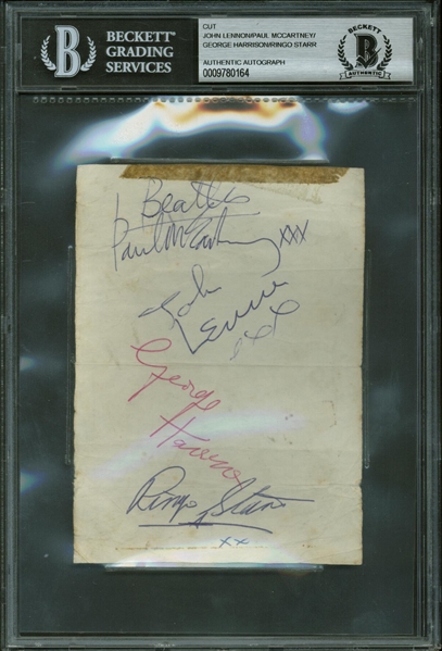 The Beatles Vintage Group Signed Near-Mint Album Page w/ McCartney "Beatles" Inscription! (Beckett/BAS Encapsulated)