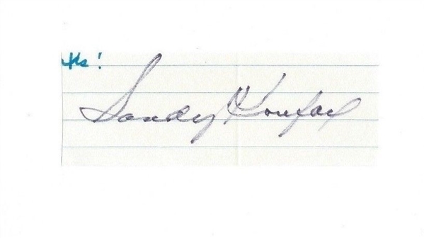 Sandy Koufax Vintage Signed Album Page (JSA)