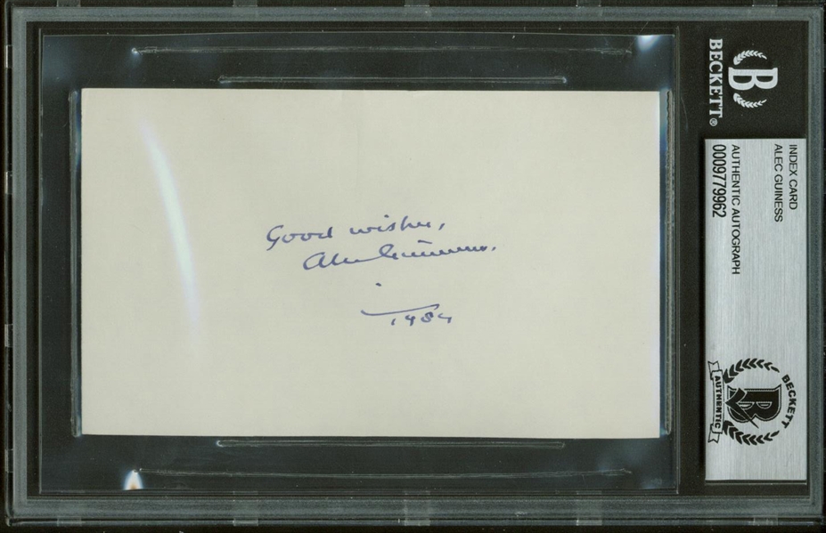 Star Wars: Alec Guinness Vintage Signed 3" x 5" Index Card (Beckett/BAS Encapsulated)