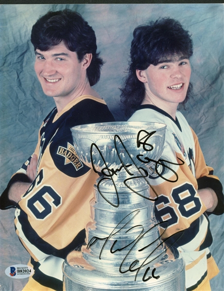 Mario Lemieux & Jaromir Jagr Dual Signed 1991 Stanley Cup 8" x 10" Photograph (Beckett)