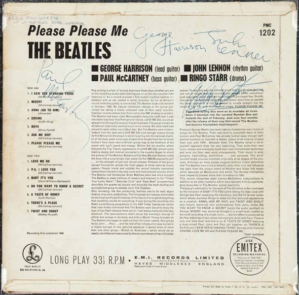 The Beatles Exceptionally Fine Signed "Please Please Me" Record Album - PSA/DNA Graded MINT 9 - One Of The Highest Graded Beatles Group Signed Albums Known to Exist!