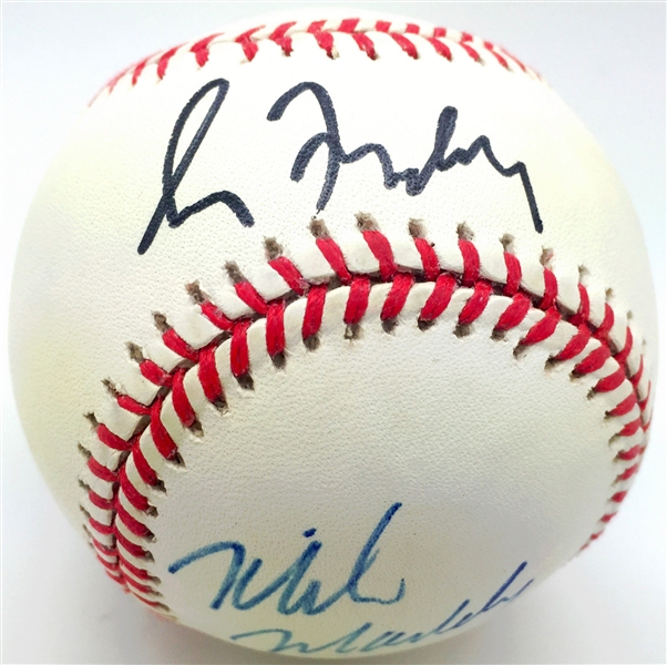 Maddux Brothers: Greg & Mike Maddux Dual Signed Playing-Era ONL Baseball (JSA)