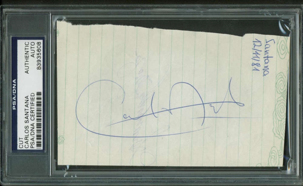 Carlos Santana Vintage c. 1981 Signed 3" x 5" Album Page (PSA/DNA Encapsulated)