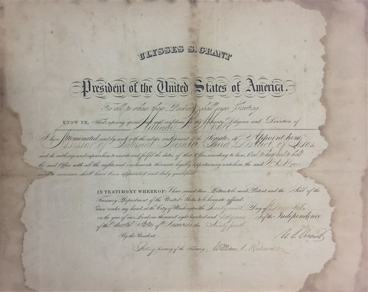 President U.S. Grant Rare Signed Appointment Document (Beckett)