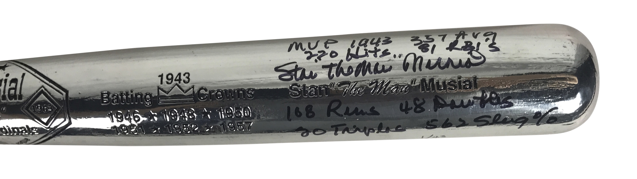 Stan Musial ULTRA-RARE Signed & Inscribed LE Silver Slugger Baseball Bat (Beckett/BAS Guaranteed)