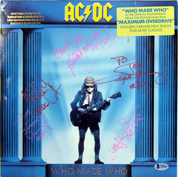 AC/DC Group Signed Record Album: "Who Made Who" Album Flat (5 Sigs)(BAS/Beckett)