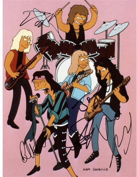 Aerosmith Group Signed 11" x 14" Simpsons Photograph (Beckett/BAS Guaranteed)