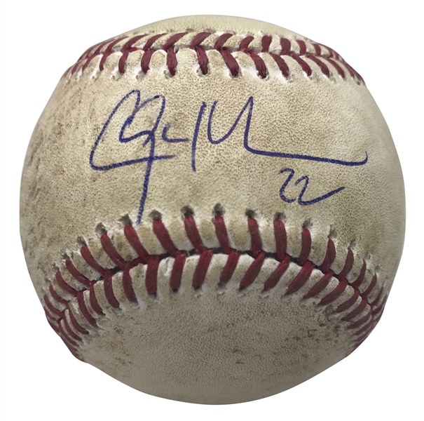 Clayton Kershaw Signed & Game Used 2017 OML Baseball For Swinging Strike Vs. Keon Broxton! (MLB & PSA/DNA)