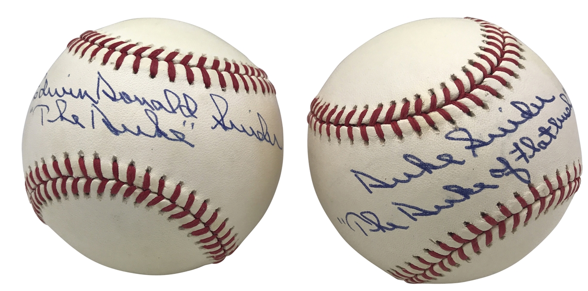 Duke Snider Lot of Two (2) Signed & Inscribed ONL Baseballs (Beckett/BAS Guaranteed)