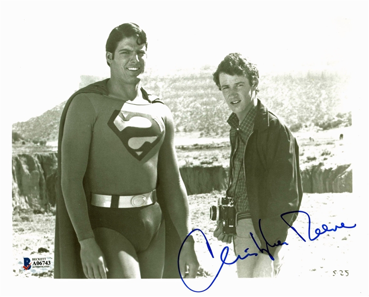 Superman: Christopher Reeve Signed 8" x 10" Black & White Photograph (BAS/Beckett)