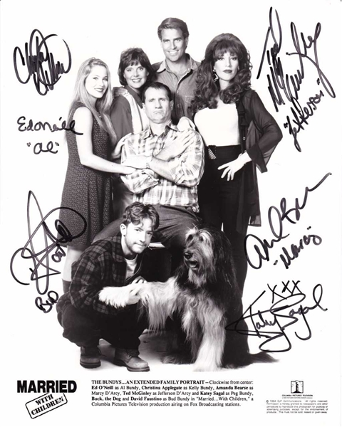 Married with Children Rare Complete Cast Signed 8" x 10" Publicity Photo with 6 Signatures (BAS/Beckett Guaranteed)