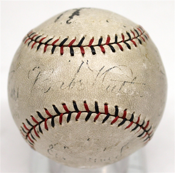 1927 Yankees Team Signed ONL (Heydler) Baseball w/ 15 Sigs Including Ruth & Gehrig! (PSA/DNA)