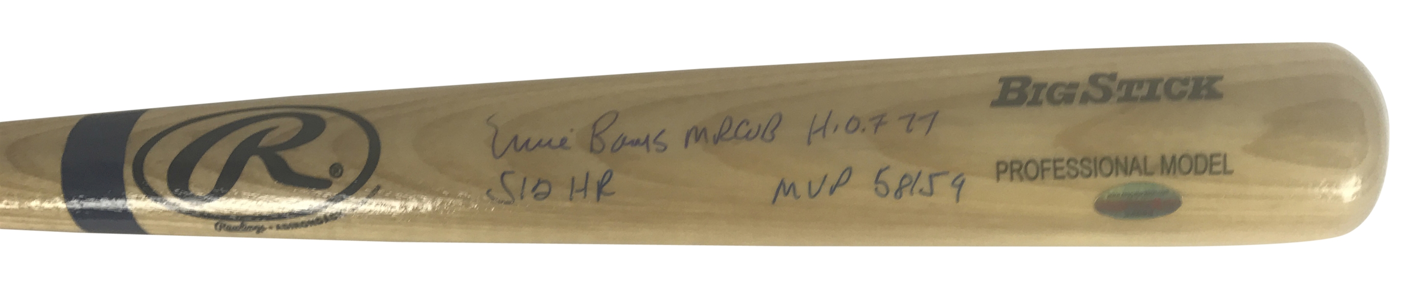 Ernie Banks Signed Big Stick Baseball Bat w/ 4 Inscriptions! (Beckett/BAS Guaranteed)