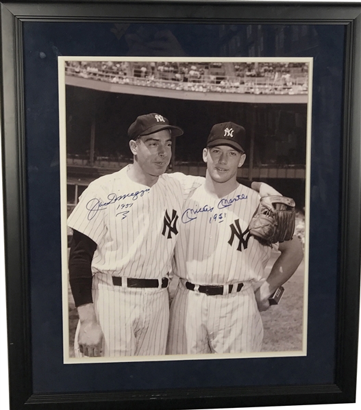 Joe DiMaggio & Mickey Mantle Dual Signed 16" x 20" Photograph w/ "1951" Inscriptions! (PSA/DNA)