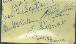 The Beatles c. 1964 Group Signed 3.5" x 5" Album Page w/ Rare "Best From The Beatles" McCartney Inscription! (Beckett)