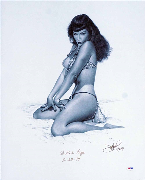 Original Art: Pouty Bettie - Signed by Artist Jon Hul and Model Bettie Page (PSA)