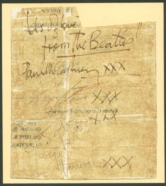 The Beatles: Group Signed c. 1963 4" x 5" Album Page w/ McCartney, Lennon, Starr & Harrison! (Beckett)