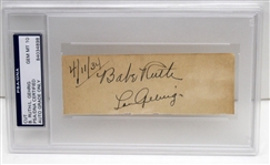 Babe Ruth & Lou Gehrig Impressive Dual Signed Album Page - PSA/DNA Graded GEM MINT 10!