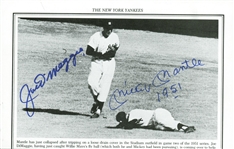 Mickey Mantle & Joe DiMaggio Rare Dual Signed 4" x 6" 1951 World Series Game 2 Magazine Photograph w/ 1951 Inscription! (Beckett/BAS Guaranteed)
