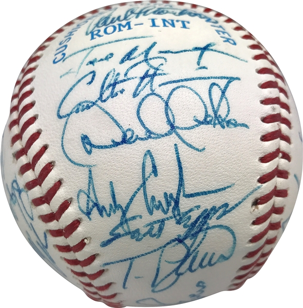 Yankees Dynasty: 1995 Columbus Clippers Rare Team Signed OML Baseball w/ Jeter & Rivera! (PSA/DNA)