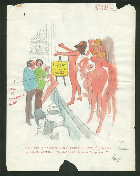 Playboy Original 9.5" x 12.5" Advertisement Drawling Signed by Hugh Hefner! (PSA/DNA)