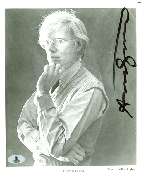 Andy Warhol Rare Signed 8" x 10" B&W Self Portrait Photo (BAS/Beckett)