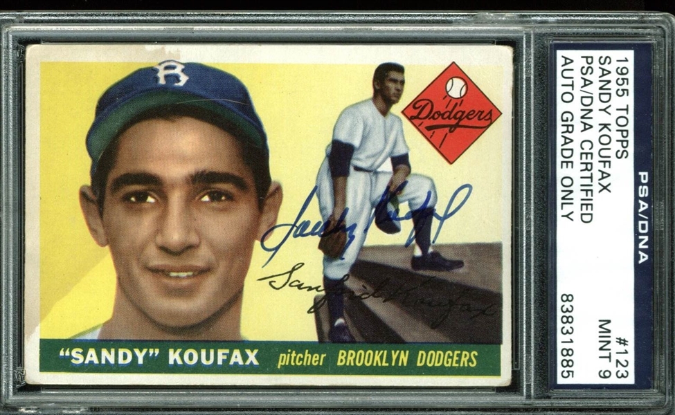 1955 Topps Sandy Koufax Signed Rookie Card (PSA/DNA Graded MINT 9!)